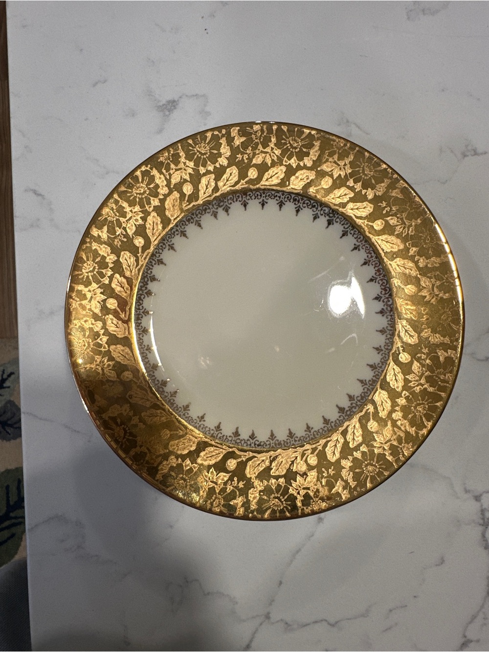 6 Atlas China 6 1/4"  Bread  Plates  Floral Design  22 KT. Gold Trim.
